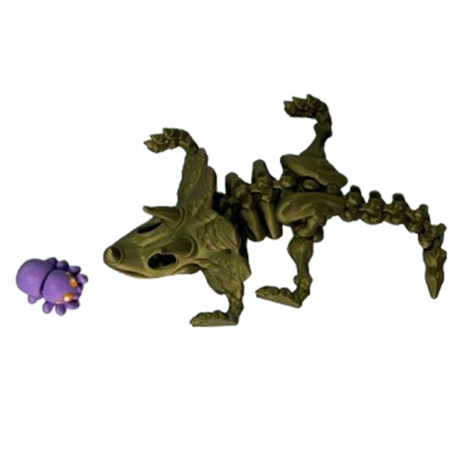 Jucărie Flexibilă, Schelet Triceratops cu mini-Ziglut, Dinozauri, Metalic, 22 cm [5]