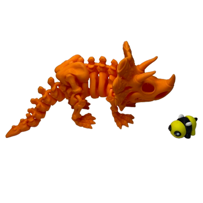 Jucărie Flexibilă, Schelet Triceratops cu mini-Ziglut, Dinozauri, Portocaliu, 22 cm [3]