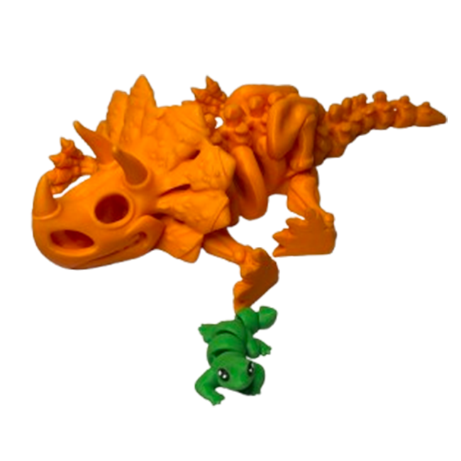 Jucărie Flexibilă, Schelet Triceratops cu mini-Ziglut, Dinozauri, Portocaliu, 22 cm [5]