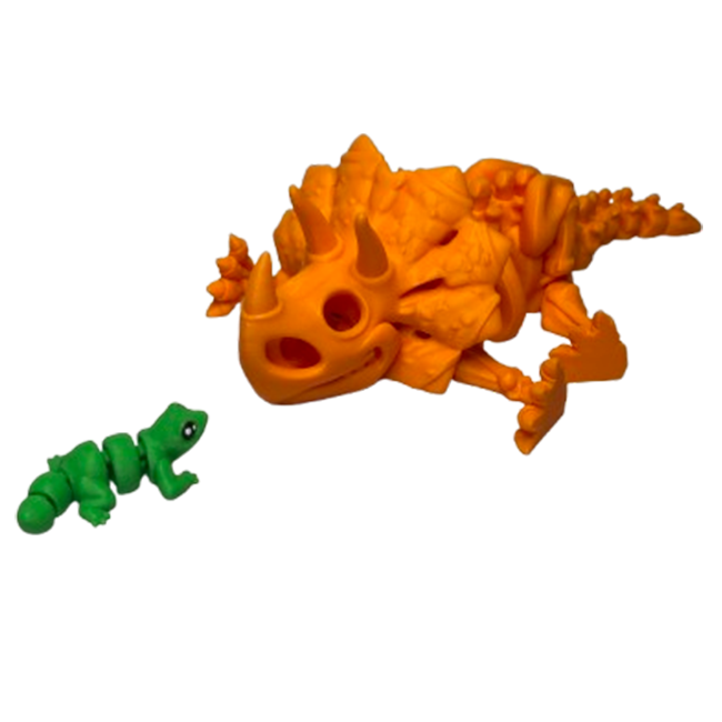 Jucărie Flexibilă, Schelet Triceratops cu mini-Ziglut, Dinozauri, Portocaliu, 22 cm [4]