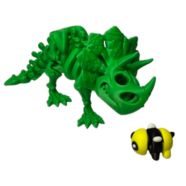 Jucărie Flexibilă, Schelet Triceratops cu mini-Ziglut, Dinozauri, Verde, 22 cm [4]