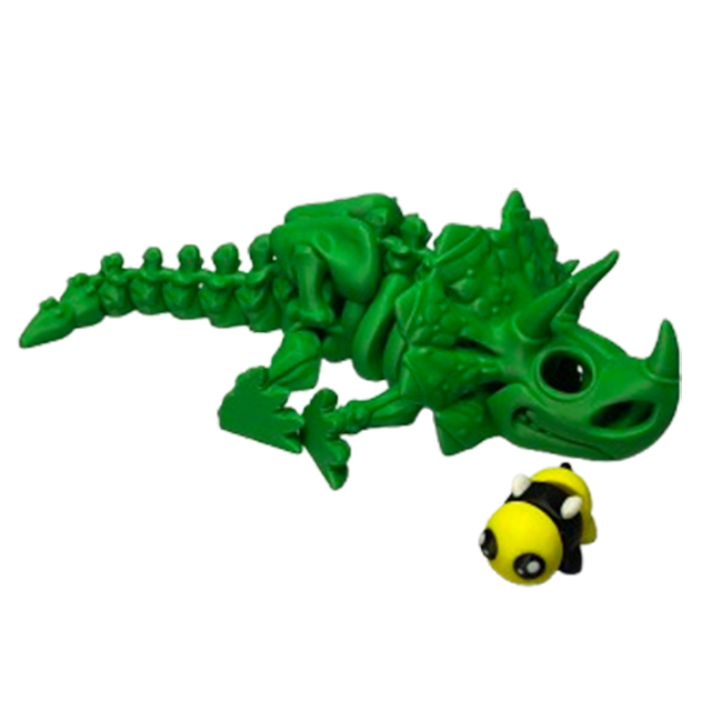 Jucărie Flexibilă, Schelet Triceratops cu mini-Ziglut, Dinozauri, Verde, 22 cm [5]