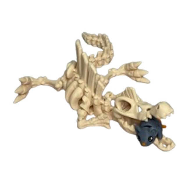 Jucărie Flexibilă, Schelet Spinozaur cu mini-Ziglut, Dinozauri, Alb Os, 30 cm [4]