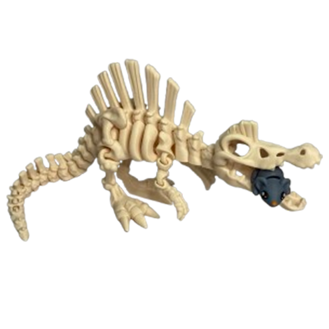 Jucărie Flexibilă, Schelet Spinozaur cu mini-Ziglut, Dinozauri, Alb Os, 30 cm [5]