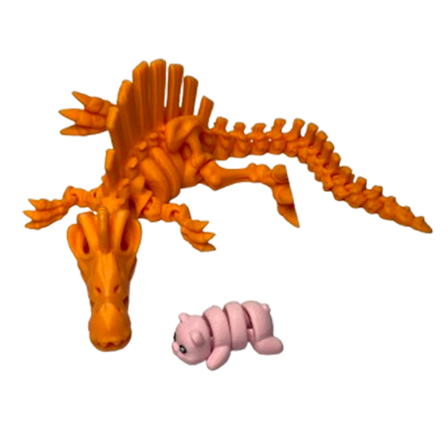 Jucărie Flexibilă, Schelet Spinozaur cu mini-Ziglut, Dinozauri, Portocaliu, 30 cm [6]