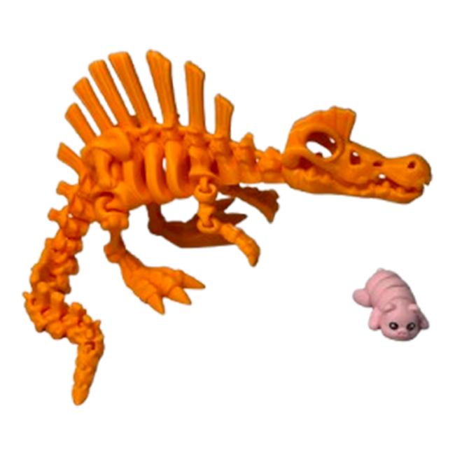 Jucărie Flexibilă, Schelet Spinozaur cu mini-Ziglut, Dinozauri, Portocaliu, 30 cm [3]