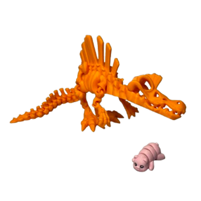 Jucărie Flexibilă, Schelet Spinozaur cu mini-Ziglut, Dinozauri, Portocaliu, 30 cm [5]