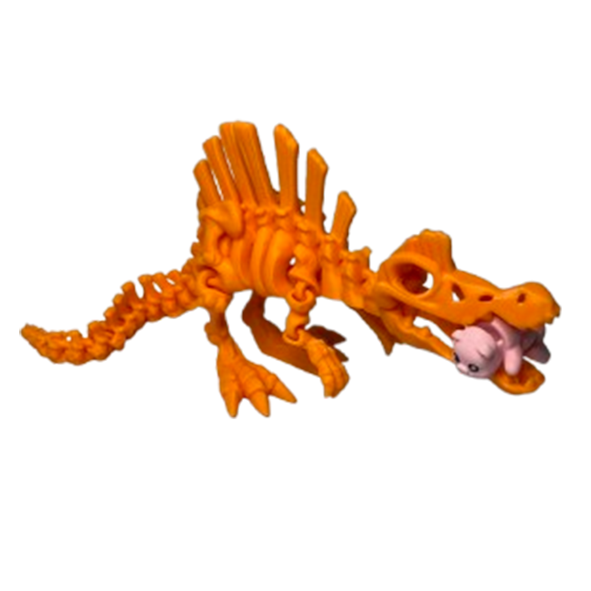 Jucărie Flexibilă, Schelet Spinozaur cu mini-Ziglut, Dinozauri, Portocaliu, 30 cm [4]
