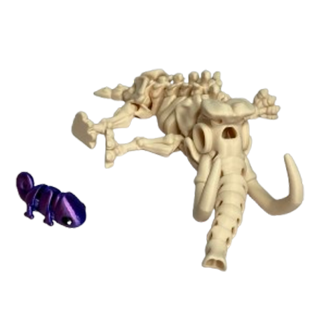 Jucărie Flexibilă, Schelet Mamut cu mini-Ziglut, Dinozauri, Alb Os, 22 cm [7]