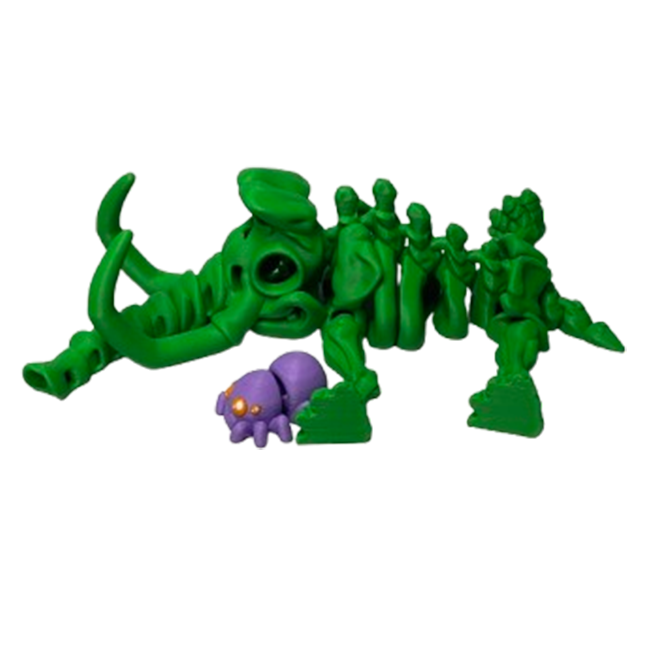 Jucărie Flexibilă, Schelet Mamut cu mini-Ziglut, Dinozauri, Verde, 22 cm [4]