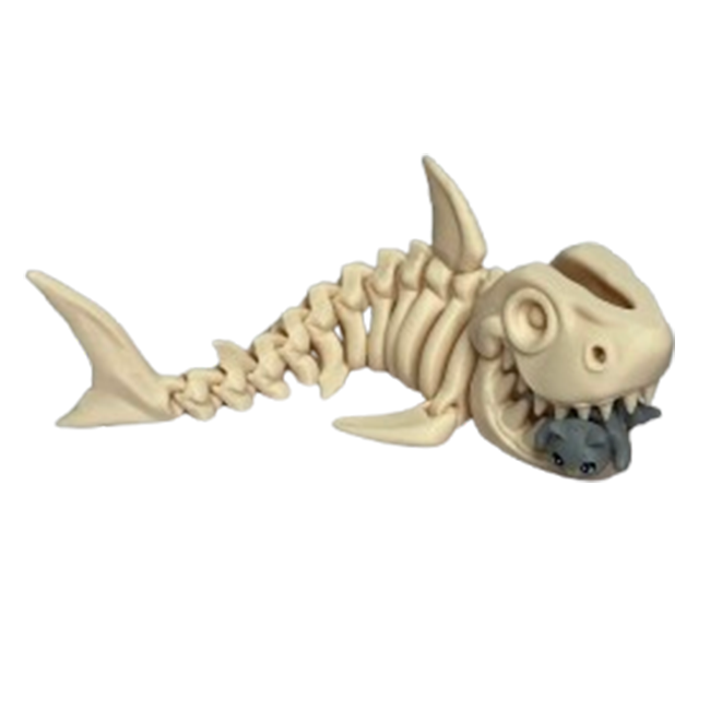 Jucărie Flexibilă, Schelet Rechin cu mini-Ziglut, Dinozauri, Alb Os, 20 cm [3]