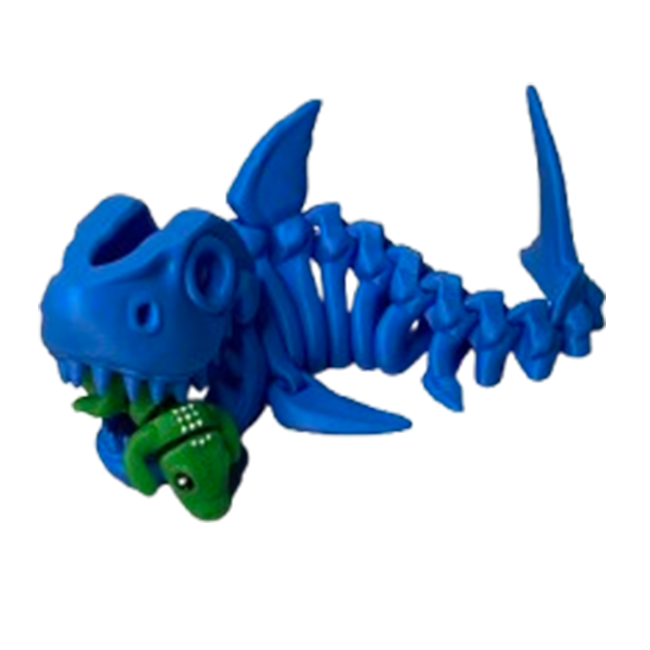 Jucărie Flexibilă, Schelet Rechin cu mini-Ziglut, Dinozauri, Albastru, 20 cm [3]