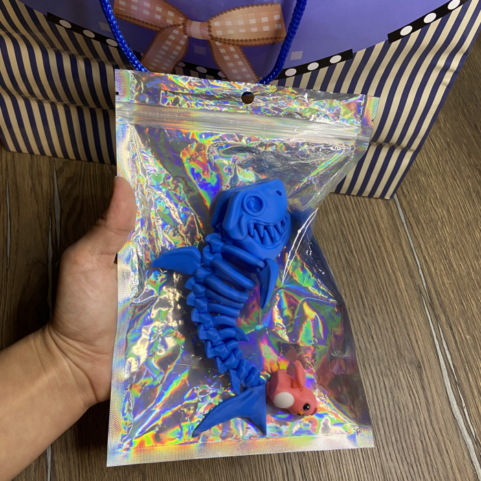 Jucărie Flexibilă, Schelet Rechin cu mini-Ziglut, Dinozauri, Albastru, 20 cm [2]