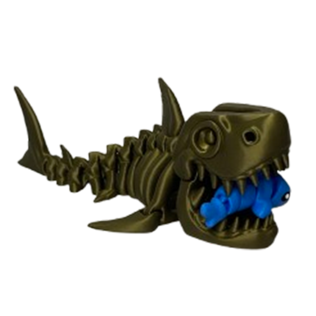 Jucărie Flexibilă, Schelet Rechin cu mini-Ziglut, Dinozauri, Metalic, 20 cm [3]
