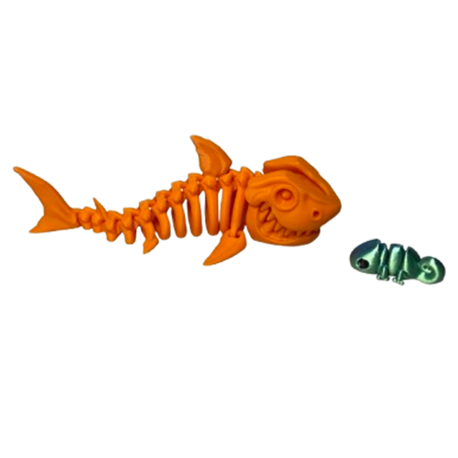 Jucărie Flexibilă, Schelet Rechin cu mini-Ziglut, Dinozauri, Portocaliu, 20 cm [4]