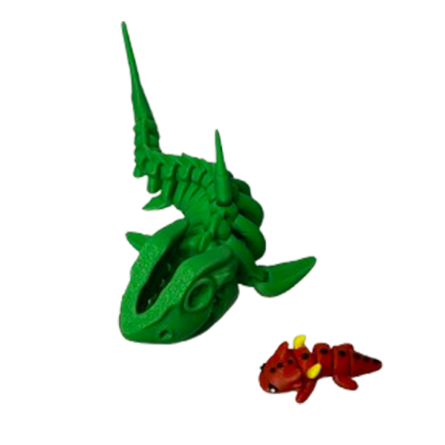 Jucărie Flexibilă, Schelet Rechin cu mini-Ziglut, Dinozauri, Verde, 20 cm [5]