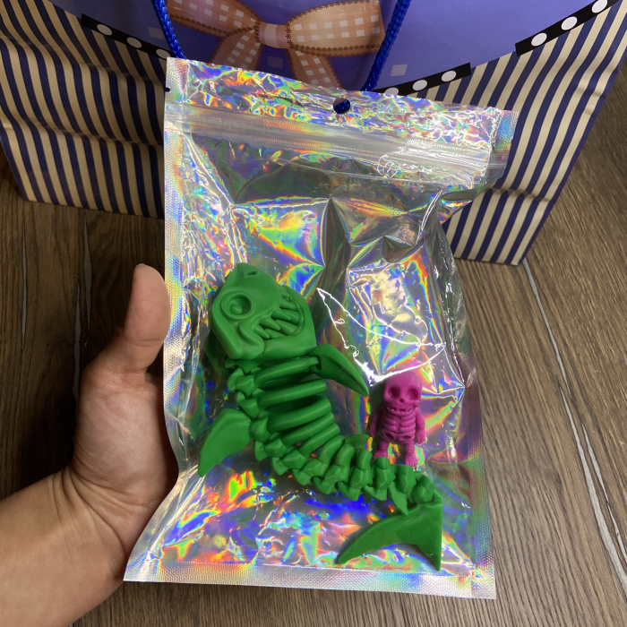 Jucărie Flexibilă, Schelet Rechin cu mini-Ziglut, Dinozauri, Verde, 20 cm [2]