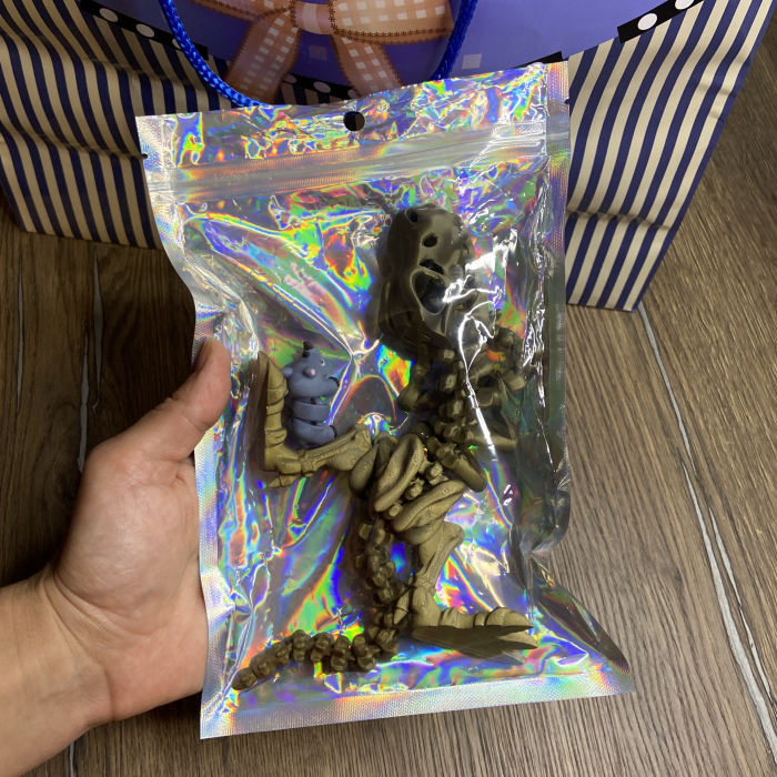 Jucărie Flexibilă, Schelet T-Rex cu mini-Ziglut, Dinozauri, Metalic, 25 cm [2]