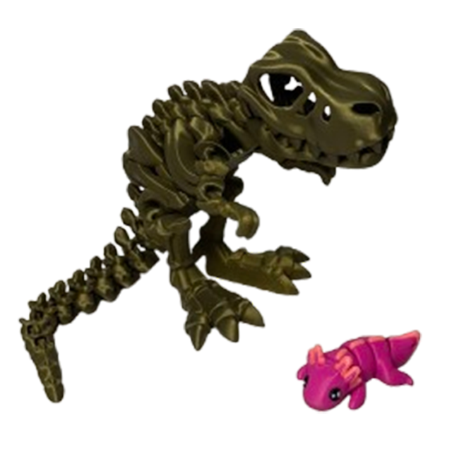 Jucărie Flexibilă, Schelet T-Rex cu mini-Ziglut, Dinozauri, Metalic, 25 cm [3]