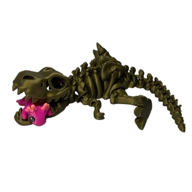 Jucărie Flexibilă, Schelet T-Rex cu mini-Ziglut, Dinozauri, Metalic, 25 cm [4]