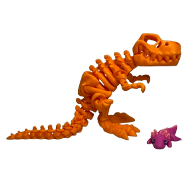Jucărie Flexibilă, Schelet T-Rex cu mini-Ziglut, Dinozauri, Portocaliu, 25 cm [3]