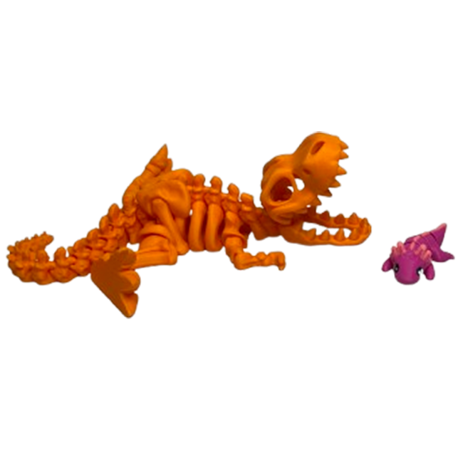 Jucărie Flexibilă, Schelet T-Rex cu mini-Ziglut, Dinozauri, Portocaliu, 25 cm [4]