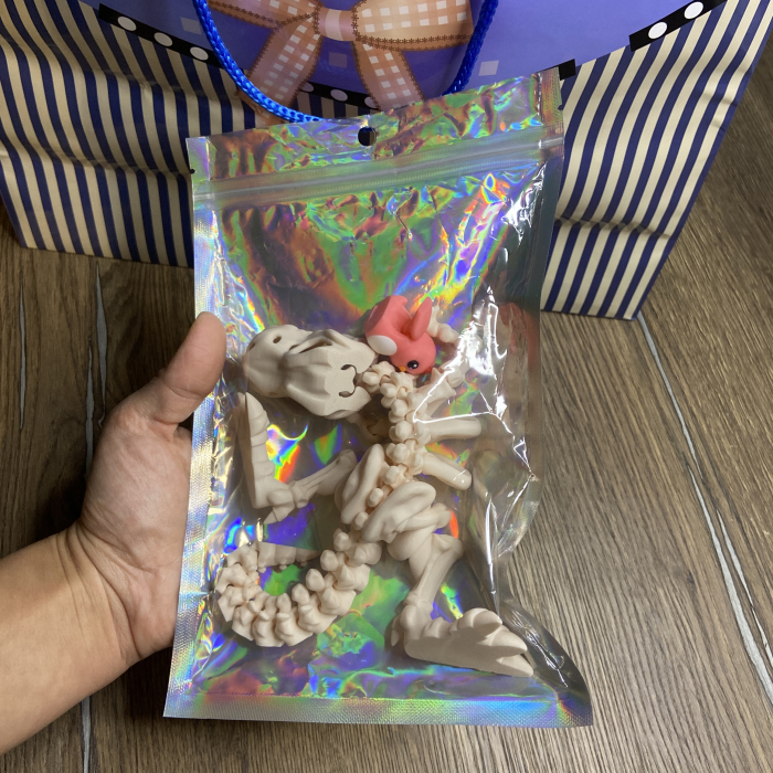 Jucărie Flexibilă, Schelet T-Rex cu mini-Ziglut, Dinozauri, Alb Os, 25 cm [2]