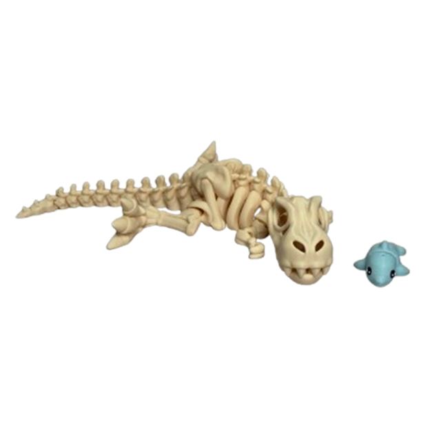 Jucărie Flexibilă, Schelet T-Rex cu mini-Ziglut, Dinozauri, Alb Os, 25 cm [6]