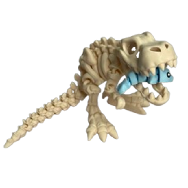 Jucărie Flexibilă, Schelet T-Rex cu mini-Ziglut, Dinozauri, Alb Os, 25 cm [4]