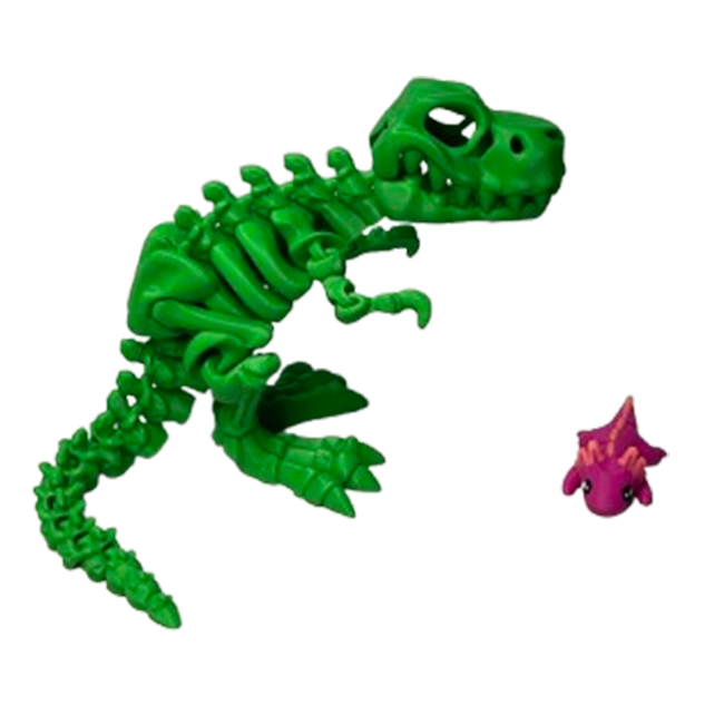 Jucărie Flexibilă, Schelet T-Rex cu mini-Ziglut, Dinozauri, Verde, 25 cm [6]