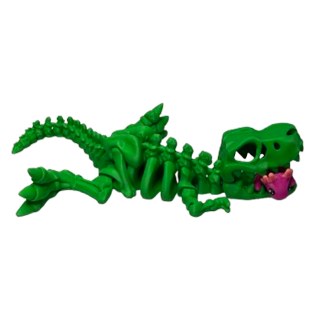 Jucărie Flexibilă, Schelet T-Rex cu mini-Ziglut, Dinozauri, Verde, 25 cm [4]