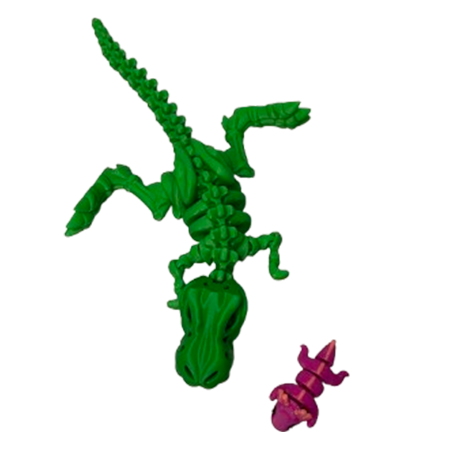 Jucărie Flexibilă, Schelet T-Rex cu mini-Ziglut, Dinozauri, Verde, 25 cm [7]