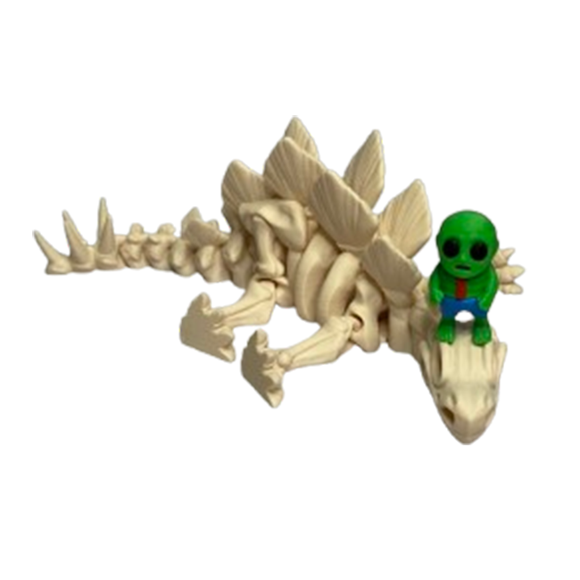 Jucărie Flexibilă, Schelet Stegozaur cu mini-Ziglut, Dinozauri, Alb Os, 25 cm [5]