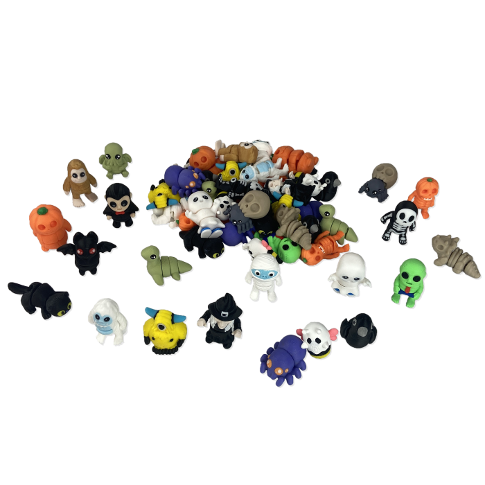 Jucării Flexibile, Set 20 Mini Zigluți de Halloween, plastic, Multicolor [2]