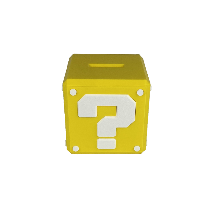 Pusculita Cub Mario, design Mystery Box, 10x10x10cm cu capac de deschidere, Galben/Alb [6]