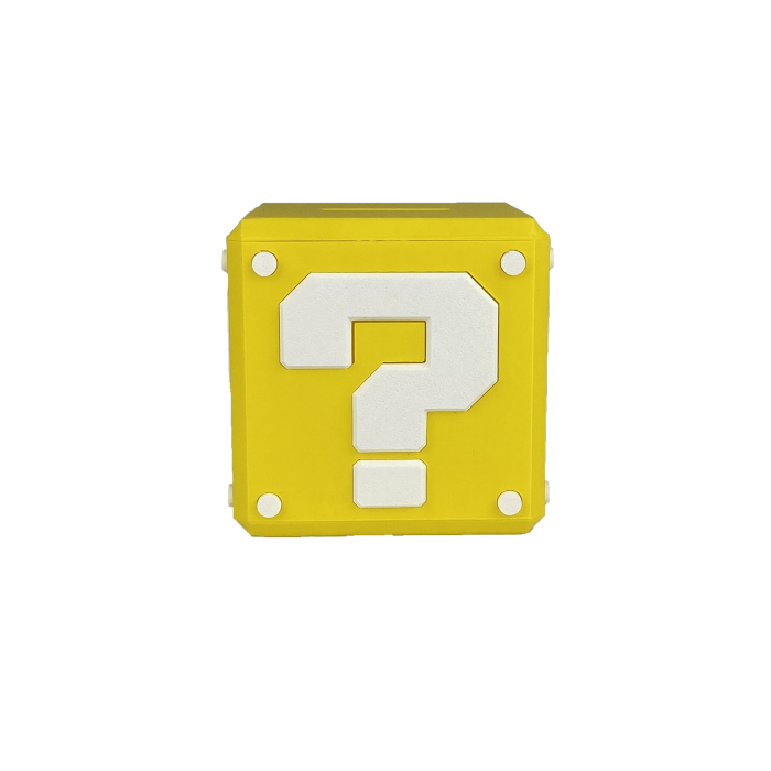Pusculita Cub Mario, design Mystery Box, 10x10x10cm cu capac de deschidere, Galben/Alb [5]