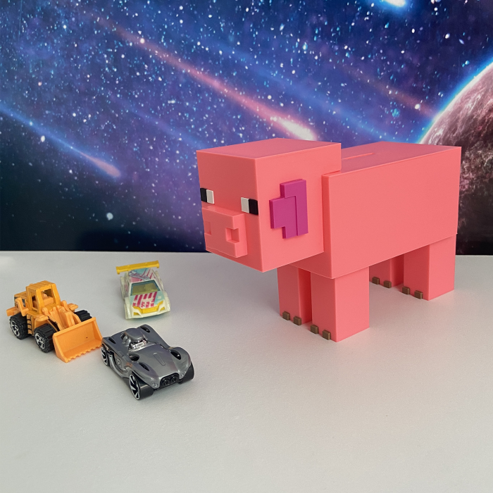 Pusculita Porc, design Minecraft,12x16x6cm, cu capac de deschidere, Roz [2]