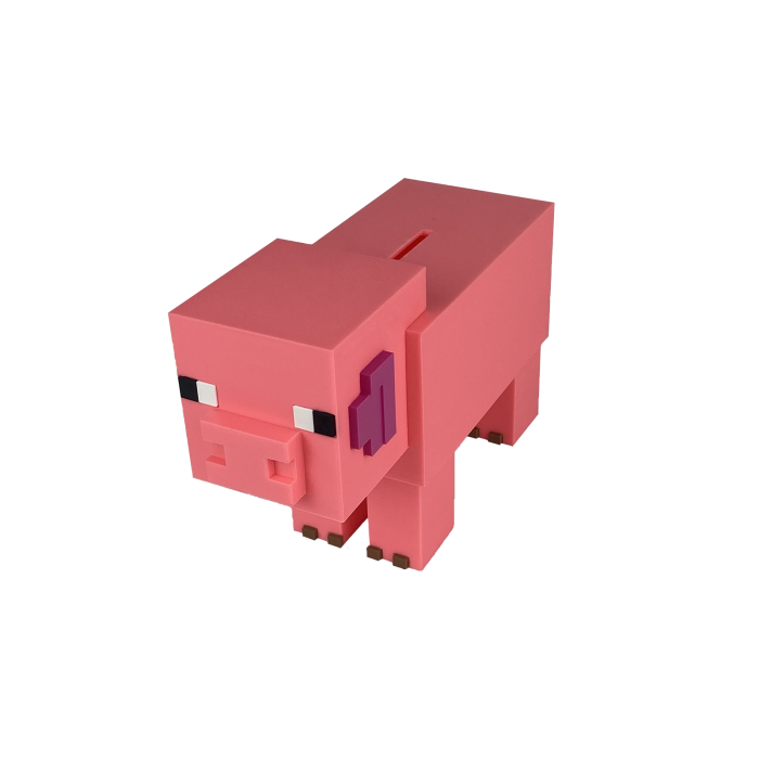 Pusculita Porc, design Minecraft,12x16x6cm, cu capac de deschidere, Roz [5]