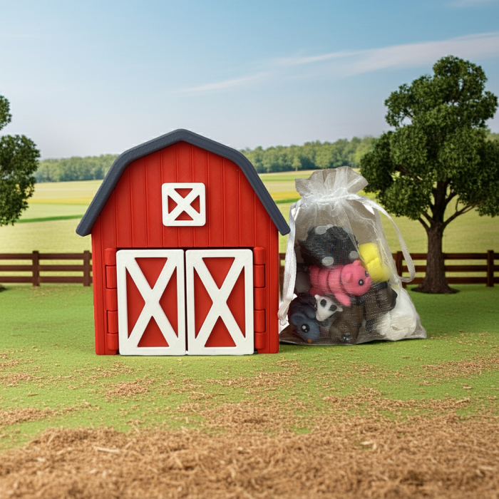 Ferma Animalelor - Hambar Rosu cu Animăluțe Zigluti - (Set 10/20 pcs) - Jucării Flexibile 3D | Figurine Interactive pentru Copii | Cadou Distractiv & Educativ | Material PLA Sigur [3]