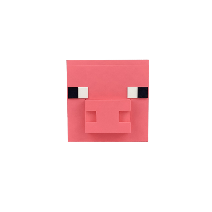 Pusculita Cap Porc, design Minecraft, 12x12x12cm cu capac de deschidere, Roz [5]