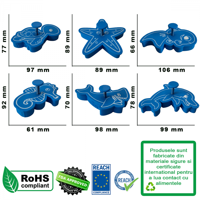 Set 6 Forme Prajituri - CookieStamps - Animale Acvatice - Cookie Cutters Decorative pentru Aluat, Ștampile Biscuiți Artizanali - forme ideale pentru copii [9]