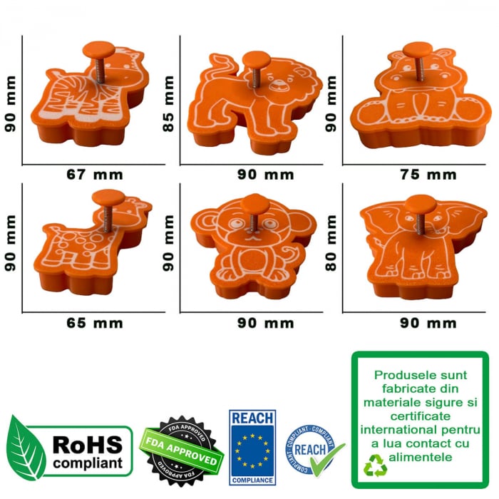 Set 6 Forme Prajituri - CookieStamps - Animale Salbatice - Cookie Cutters Decorative pentru Aluat, Ștampile Biscuiți Artizanali - forme ideale pentru copii [9]