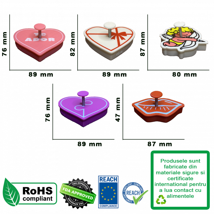 Set 5 Forme Prajituri - CookieStamps - Valentine's Day - Cookie Cutters Decorative pentru Aluat, Ștampile Biscuiți Artizanali - forme ideale pentru copii [9]
