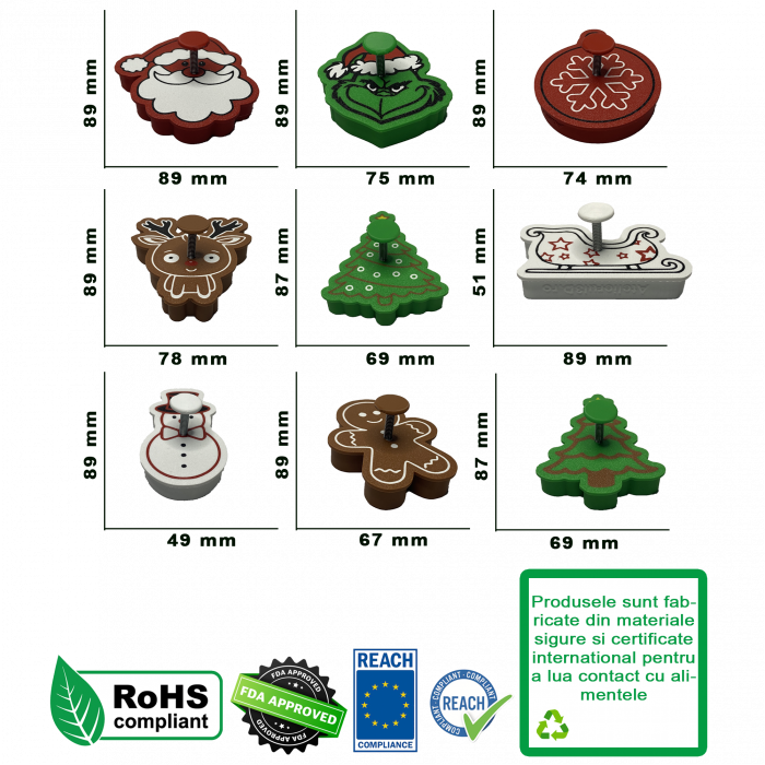 Set 9 Forme Prajituri - CookieStamps - Craciun Complet - Cookie Cutters Decorative pentru Aluat, Ștampile Biscuiți Artizanali - forme ideale pentru copii [8]