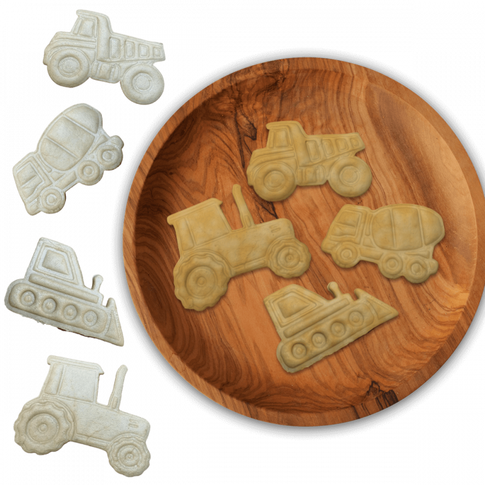 Set 4 Forme Prajituri - CookieStamps - Masini de Constructii - Cookie Cutters Decorative pentru Aluat, Ștampile Biscuiți Artizanali - forme ideale pentru copii [6]
