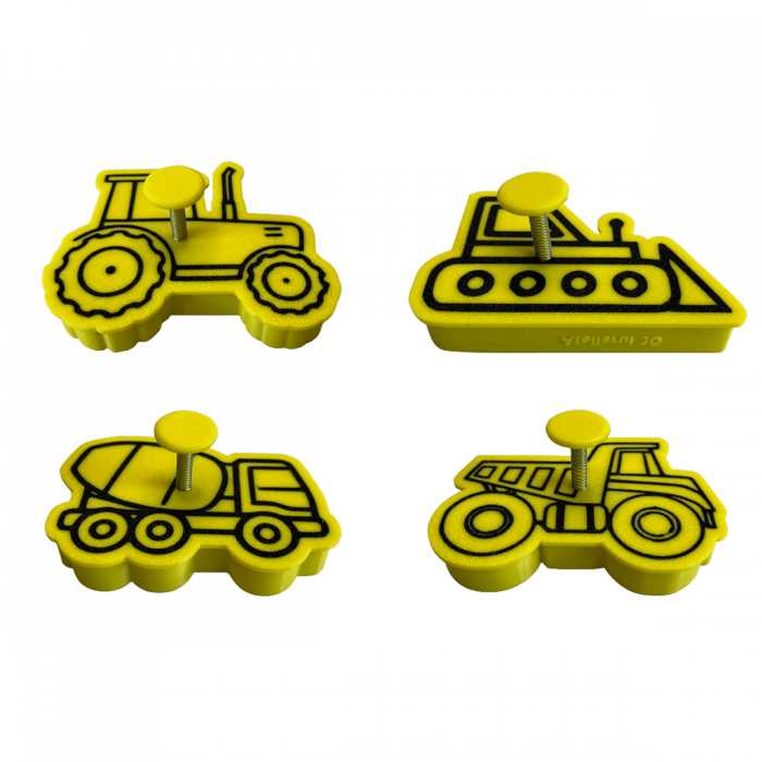 Set 4 Forme Prajituri - CookieStamps - Masini de Constructii - Cookie Cutters Decorative pentru Aluat, Ștampile Biscuiți Artizanali - forme ideale pentru copii [8]
