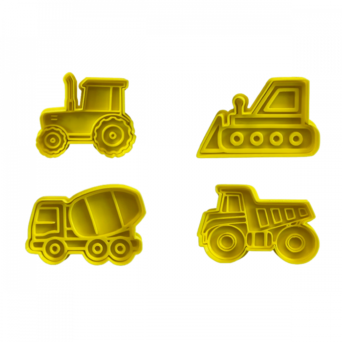 Set 4 Forme Prajituri - CookieStamps - Masini de Constructii - Cookie Cutters Decorative pentru Aluat, Ștampile Biscuiți Artizanali - forme ideale pentru copii [7]