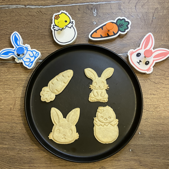 Set 4 Forme Prajituri - CookieStamps - Iepuras de Paste - Cookie Cutters Decorative pentru Aluat, Ștampile Biscuiți Artizanali - forme ideale pentru copii [2]