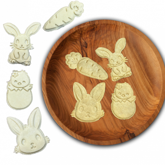 Set 4 Forme Prajituri - CookieStamps - Iepuras de Paste - Cookie Cutters Decorative pentru Aluat, Ștampile Biscuiți Artizanali - forme ideale pentru copii [6]
