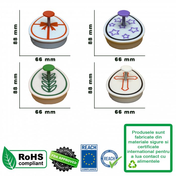 Set 4 Forme Prajituri - CookieStamps - Oua de Paste - Cookie Cutters Decorative pentru Aluat, Ștampile Biscuiți Artizanali - forme ideale pentru copii [9]